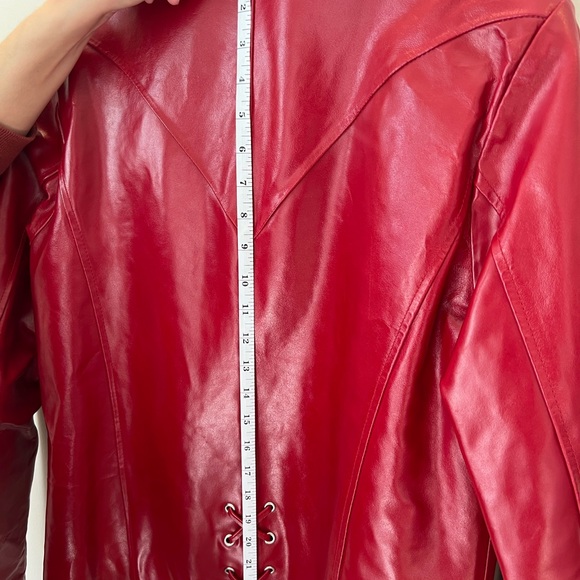 Wilsons Leather Vintage Vibrant Red Women's Jacket Medium Moto - Picture 11 of 14